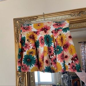 Yellow Floral Short Skirt